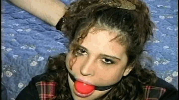 19 YR OLD GREEK BABYSITTER GETS BALL-GAGGED, BALL-TIED, MOUTH STUFFED, BLINDFOLDED AND STRUGGLING