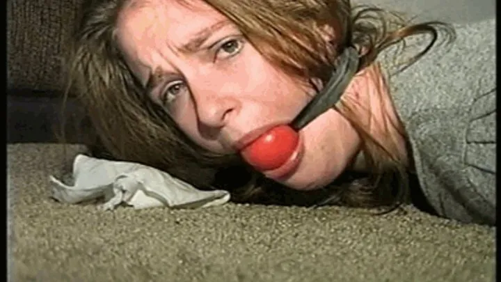 25 Yr OLD NEWS PAPER REPORTER IS BALL-GAGGED, CLEAVE & HANDGAGGED, MOUTH STUFFED, DROOLING, BAREFOOT, TOE-TIED AND HOG-TIED WHILE LAYING ON THE FLOOR