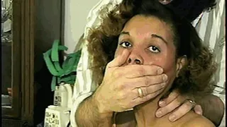 28 Yr OLD STEP-MOM GETS HANDGAGGED, MOUTH STUFFED, CLEAVE GAGGED, TIED TO CHAIR, STRUGGLING AND GAG TALKING