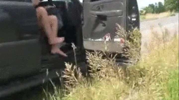 Squirting high on side of road