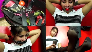 Xiomara's self-gag talk experience + pantyhose teasing BONUS CLIP