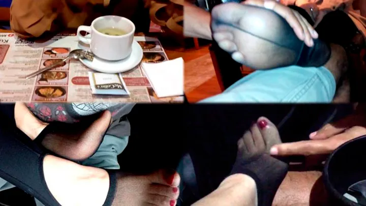 Lunacious footsie date! Cell-phone captions