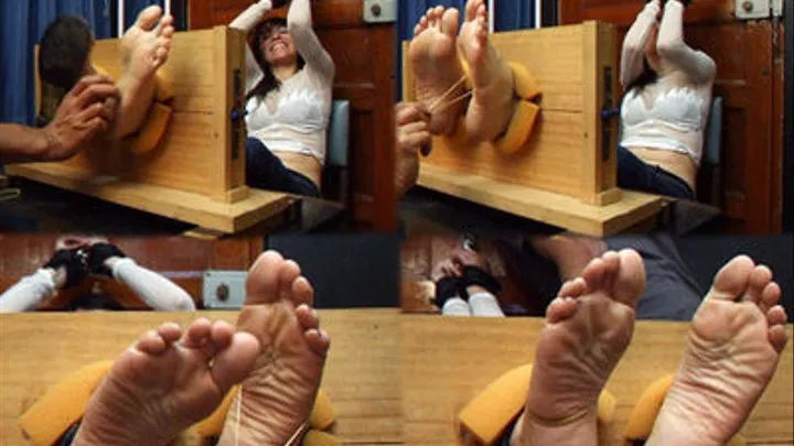 Monica's wrinkled soles in the stocks