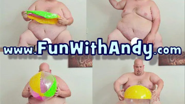 Blowing Up An Inflatable Pool Ball In The Nude