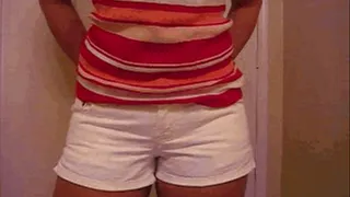 WHITE JEANS SHORTS & TAN LEGS