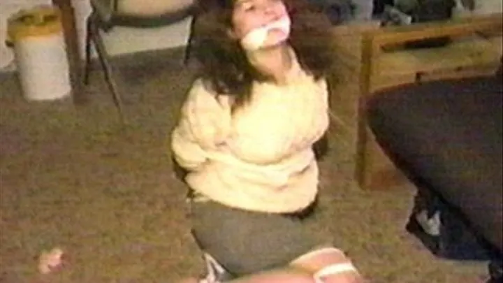 19 YEAR OLD COLLEGE STUDENT IS BALL-TIED, HOG-TIED AND CLEAVE GAGGED ON THE FLOOR