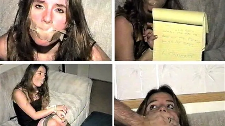 20 YEAR OLD HEALTH CARE WORKER SAMANTHA IS DOES SELF BONDAGE AND GAGGING WITH TAPE, WRITES A RANSOM NOTE AND MAKES RANSOM CALL TO HER STEP-DADDY