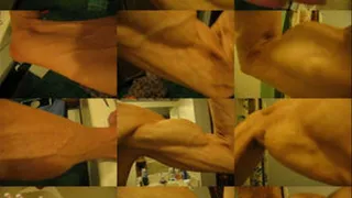 Veronica shows you her veins and biceps after she finishes her shower