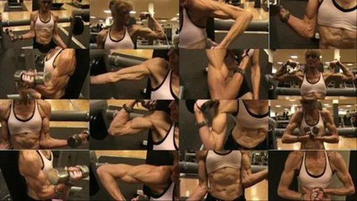 Veronica working her biceps in the gym in Berlin