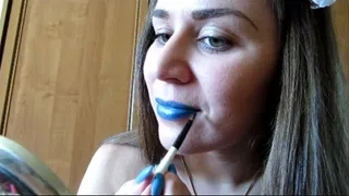 Blue Lipstick Application For Toxic Kiss