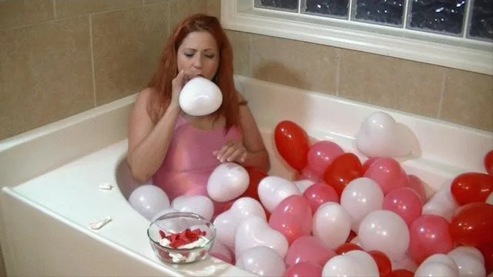 Balloon Bath "102 6inch Blow Non-Pop"- sm" 102 blow up balloons non pop, in Shiny Spandex. Bare Feet,Vivian Ireene Pierce