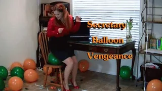 Secretary Balloon Vengeance 1280sm - Vivian Ireene Pierce - Blowing up 10 balloons, sit popping 50, 12inch Balloons, Stockings, Satin Blouse & Skirt, High Heels