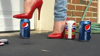 Red Pump Can Crush - - Vivian Ireene Pierce - 14 Cans Crushed, Tight Jeans, High Heels