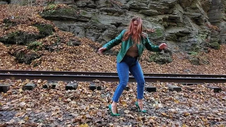 Stuck in the Woods - - Vivian Ireene Pierce, Stiletto High Heels, Jeans, Leather Jacket, Damsel in