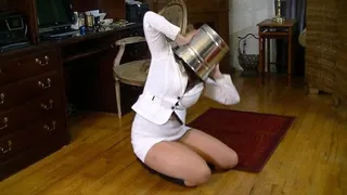 The Problematic Bucket! - Vivian Ireene Pierce - Head Stuck in Bucket! Suit, Boots, and Pantyhose