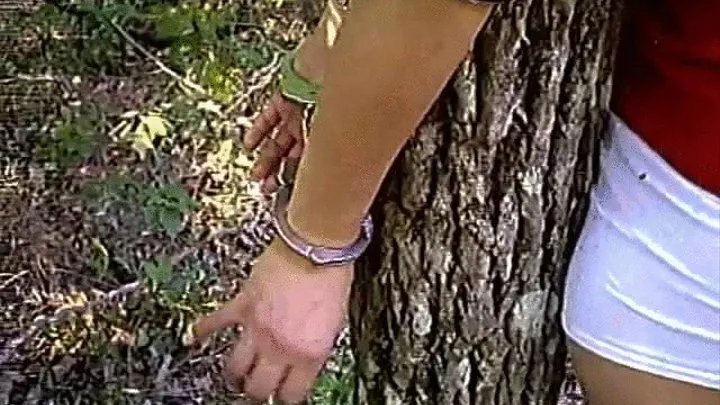 Soccer Girl Lost - Vivian Ireene Pierce "Archives" - Handcuff bondage to a tree, Rope hogtie, Large Ball Gag