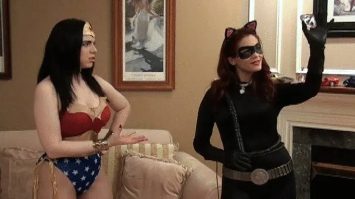 Kitty wants a Play Mate - Res - Vivian Ireene Pierce as Catwoman & Nicotine as Wonder Woman - Cat fighting, Control, De Powering, De Belting