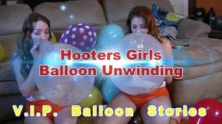 Hooters Girls Balloon Unwinding - - Vivian Ireene Pierce / Elizabeth Manor - B2P and Sit to Pop! Pantyhose, Booty Shorts, White Socks, Tanktops, Long Hair