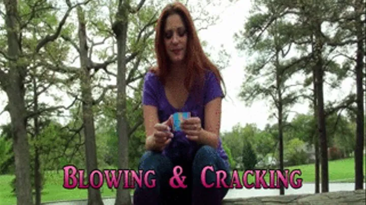 Bubbles and Cracking Bubble gum in the Park - WMV - Public Park, Jeans, Boots, top, Vivian Ireene Pierced