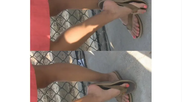 Hot Brunette with Metallic Red Toes in Flip Flops With Blonde Friend Part 3