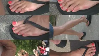 Holy Long Toes ALERT BATMAN! Long Toes in Flip Flops Showing OFF!