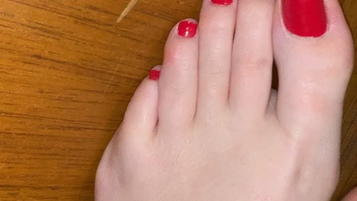 Lisa's Beautiful Toes with another red pedi showing off her long toes! Part 2, more toes!