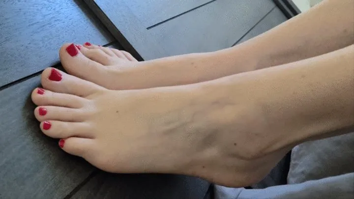 Bridget's Beautiful Long Toes Pale Skin with RED Polish Part 3