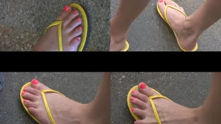 Hot Pink Toes in Yellow Flip Flops