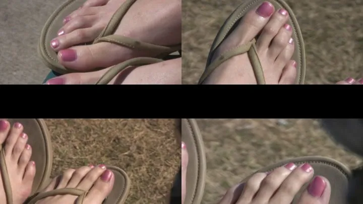 Vanessa's Long Toes Sexy Beige Flip Flops