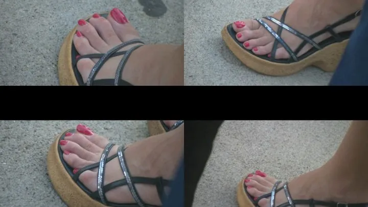 Long Toes Sexy Sandals with Beautiful Big Red Toenails