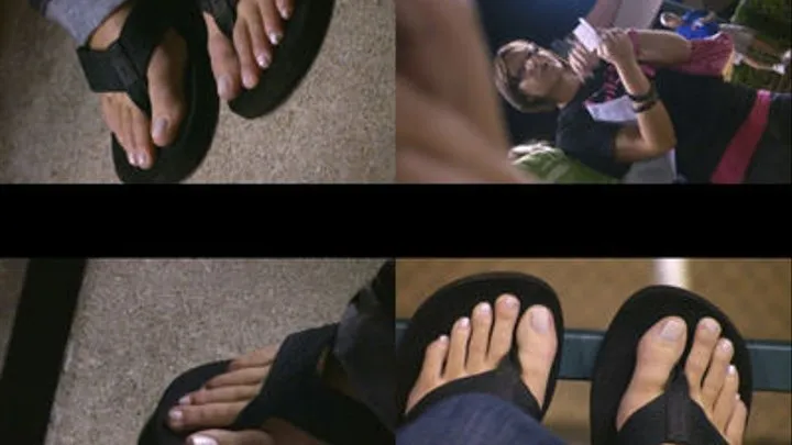 Elegant Silver Polished Long Sexy Toes in Black Flip Flops