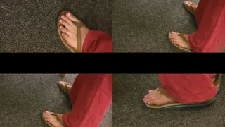 More Sexy Pink Polish Candids of Long Toes in Flip Flops