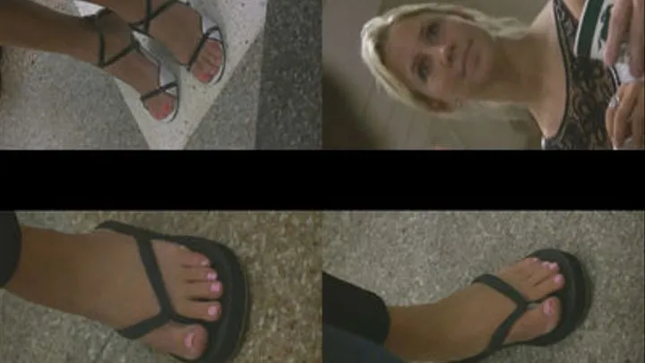 Sexy Blonde Sandals and Pink Toes in Flip Flops