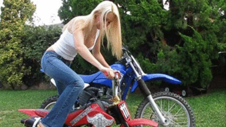 Dirt Bike Kick Start in Jeans