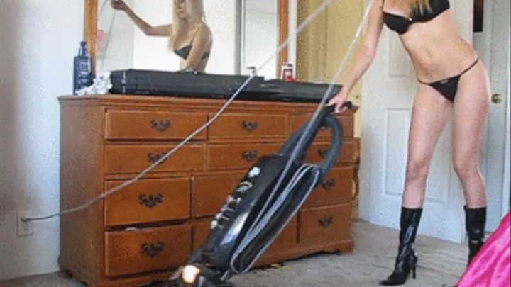 Vacuuming in Boots