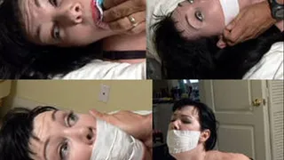 Paige home invaded, hogtied, mouth stuffed & taped up.