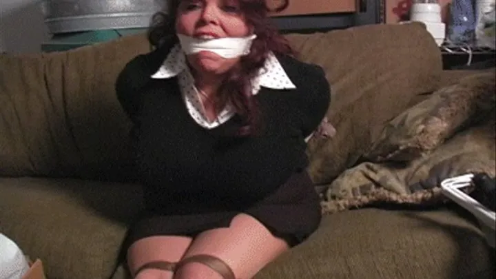 Full Figured housewife stashed in the garage bound and gagged