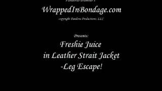 Freshie Juice in Leather Strait Jacket - Leg Escape