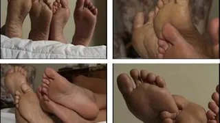 4 SOLES ON BED TOES UP