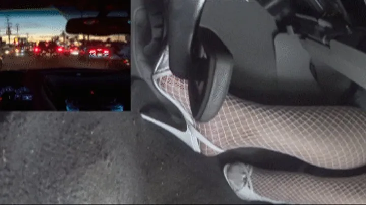 White Open Toe Stilettos & Fishnets in the Camry - Android Tablet Quality