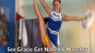 18Y/O Cheerleader Gracie Strips off her Uniform & Impales herself Naked on a Big Dildo!