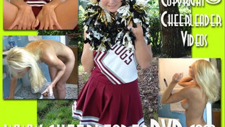 22Y/O Savannah Costello Slips into Cheer Uniform, Pulls Lollys Aside and Flashes Her Shaved Pussy!