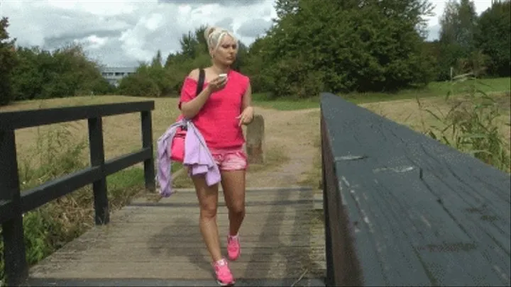 Luna with Pink Nike Shoes in Public 3