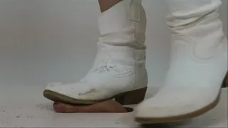 Telephone Call Cock Crush with hard white Boots 1