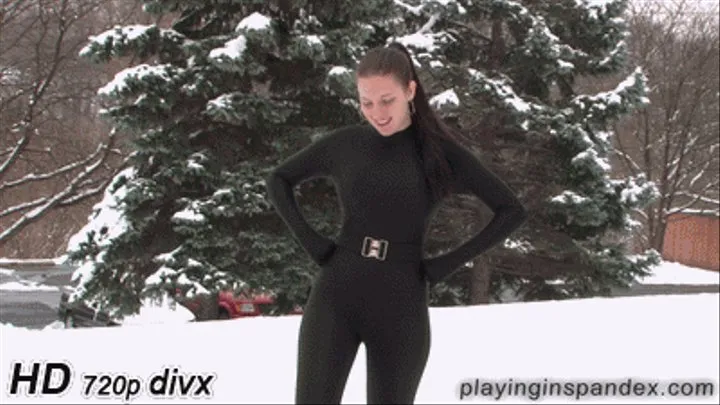 Black Catsuit Snow Angel [HD]