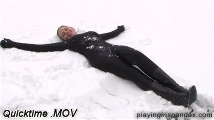 Black Catsuit Snow Angel [quicktime]