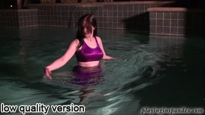 Purple Shorts and Sports Bra in the pool [dialup]