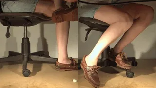 Tanja scrunches my penis under her Timberland shoes until I cum - Cam 1