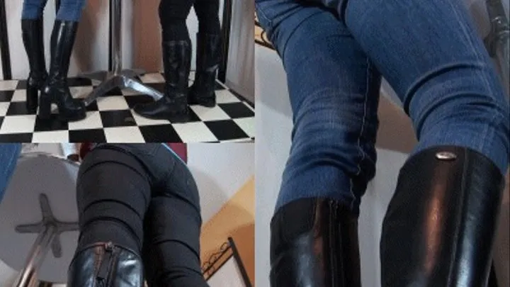 Helen & Tanja - 2 women in boots vs. tiny cock - Cam 2