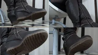 Cock squeezed under and between clueless Tanja's wedgeboots - Cam 2